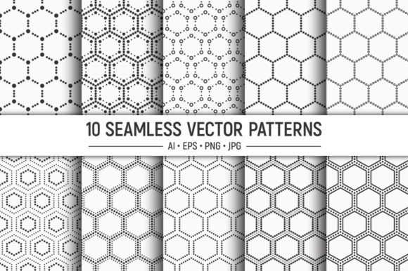 10 Dotted Hexagons Seamless Patterns: Modern Geometrical Textures for Creative Projects