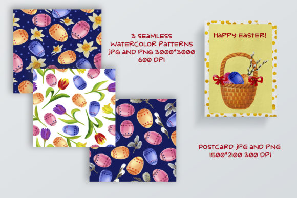 3 Seamless Watercolor Easter Patterns: Elegant Design for Modern Creativity