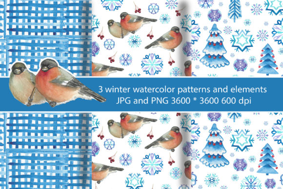 3 Winter Watercolor Patterns and Elements for Creative Projects