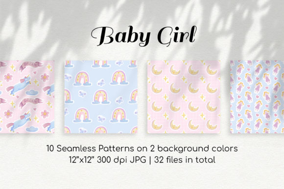 Baby Girl Seamless Patterns for a Magical Nursery and Baby Shower