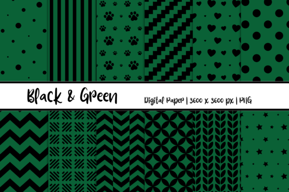 Black Green Patterns Digital Paper: A Versatile Resource for Creative Projects