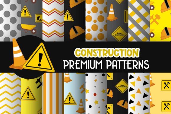 Construction Digital Papers Patterns for Creative Projects