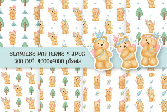 Cute Bear Boho Seamless Patterns Set: A Creative Resource for Designers and Enthusiasts