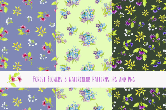 Exploring the Beauty of Forest Flowers 3 Watercolor Patterns