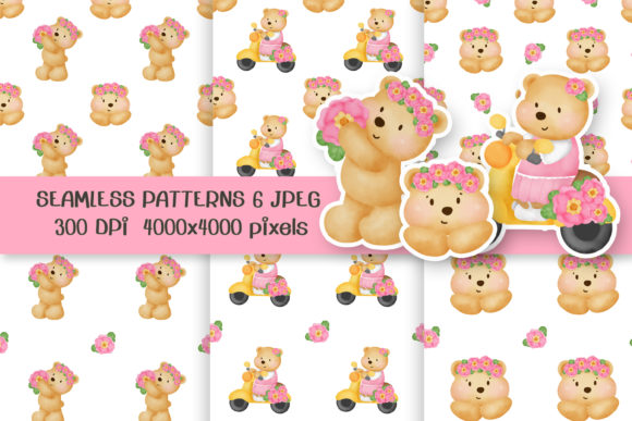 Flower and Teddy Bear Seamless Patterns: A Versatile Design Resource