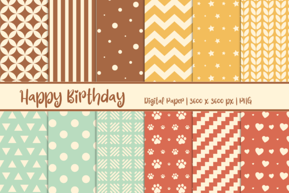Happy Birthday Patterns Digital Paper for Creative Workflows