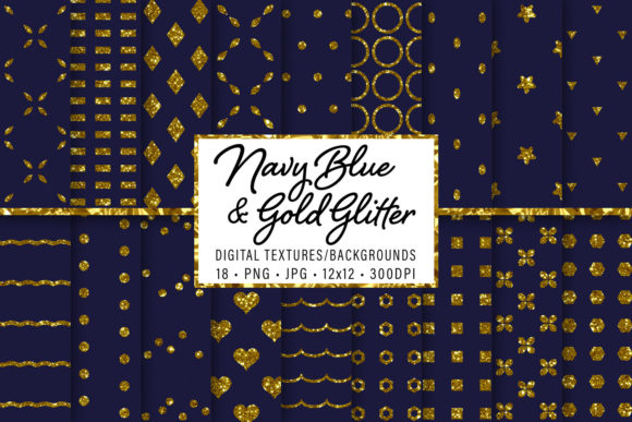 Navy Blue and Gold Glitter Patterns for Creative Projects