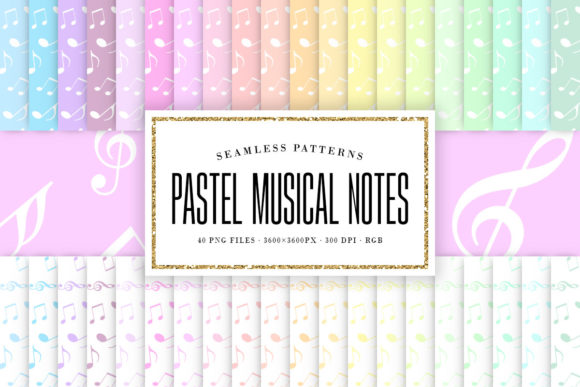 Pastel Music Notes Seamless Patterns